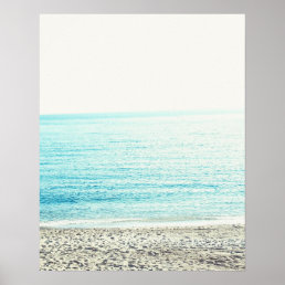 Modern sand beach blue sea photography poster