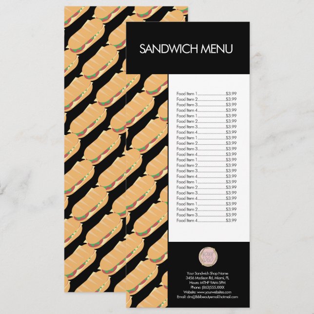 Modern Sandwich Shop Deli Logo Menu (Front/Back)