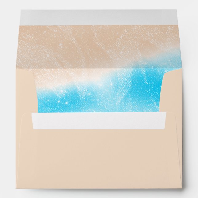 Modern Sandy Beach Waves Wedding Envelope (Back (Bottom))
