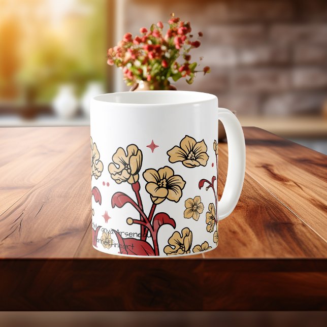 Modern Sandy Brunt Brown Floral Mug (Creator Uploaded)