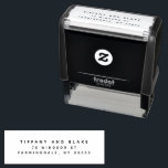 Modern Sans Serif Return Address Self Inking Stamp<br><div class="desc">Simple return address self inking rubber stamp. Stamp save the dates,  wedding invitations,  housewarming party invites and everyday mail. A sweet little gift for anyone with a new address.</div>
