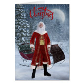 Modern Santa and Sleigh Christmas Card (Front)