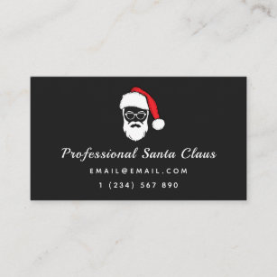 Modern Santa Christmas Theme Minimal Simple Black Business Card