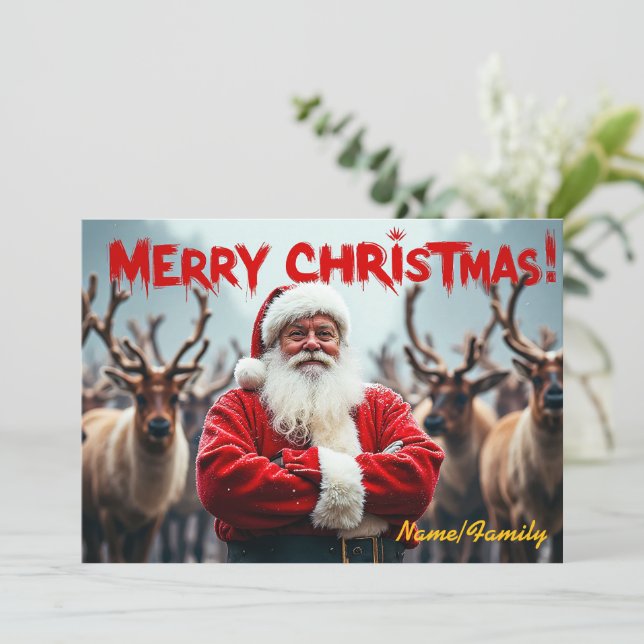 Modern Santa Claus Card (Standing Front)