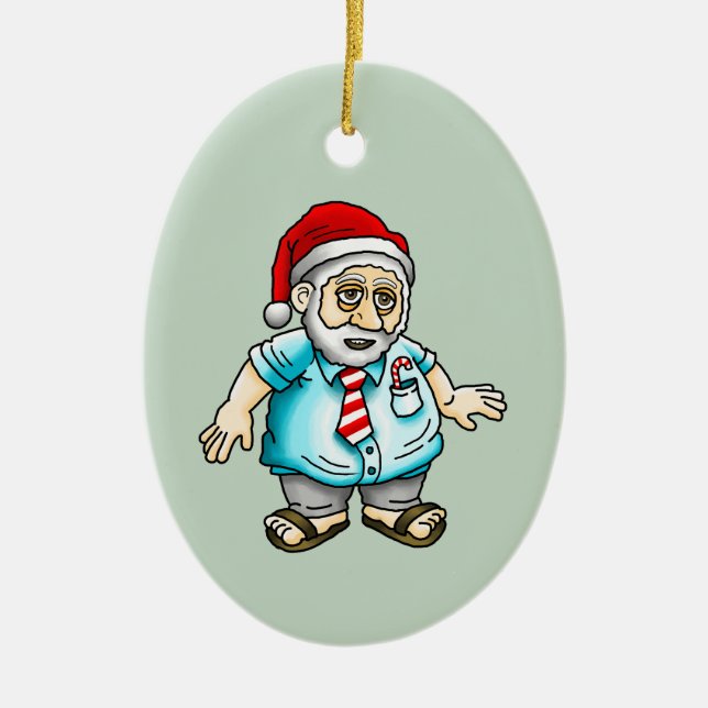 Modern Santa Claus Ceramic Ornament (Front)