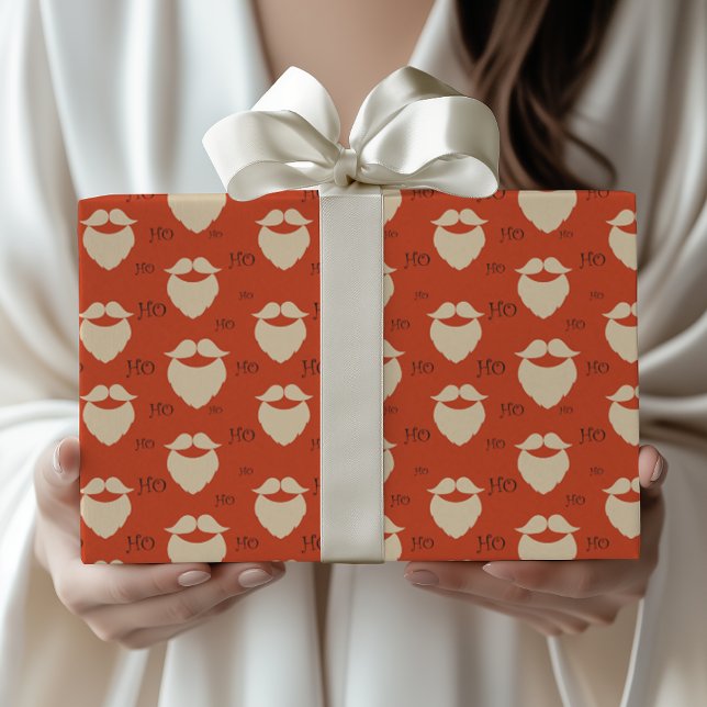Modern Santa Claus Ho Ho Ho Christmas Wrapping Paper (Creator Uploaded)