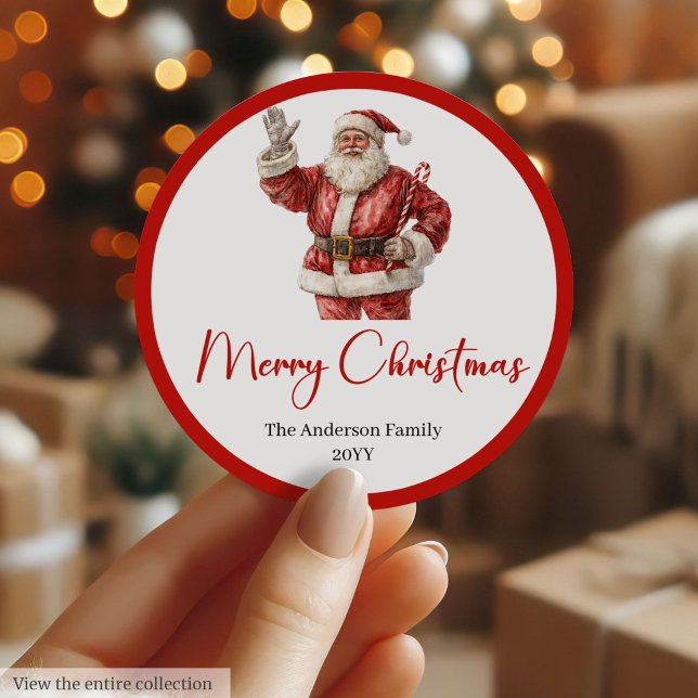 Modern Santa Claus Holiday Label Sticker Design (Modern Santa Claus Holiday Label Sticker Design)