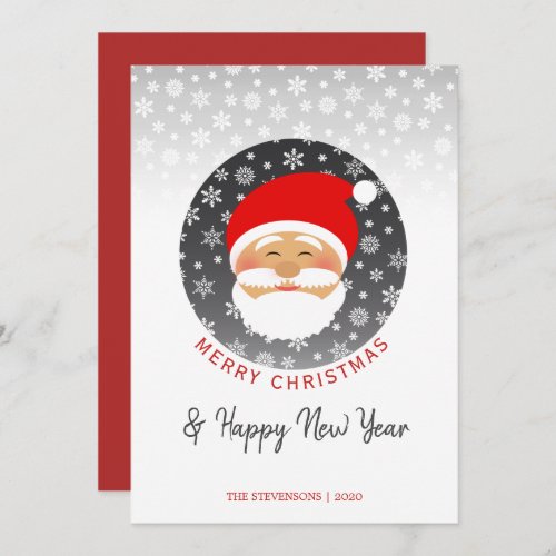 Modern Santa Claus Red Christmas Holiday Card