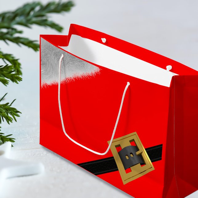 Modern Santa Claus Suit Christmas Red Holiday Large Gift Bag (Fun and festive gift bag just for you)