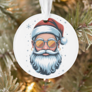 Modern Santa Claus Vector Art with Sunglasses Ornament
