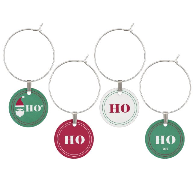 Modern Santa Clause, Holiday Wine Glass Charm (Staggered)