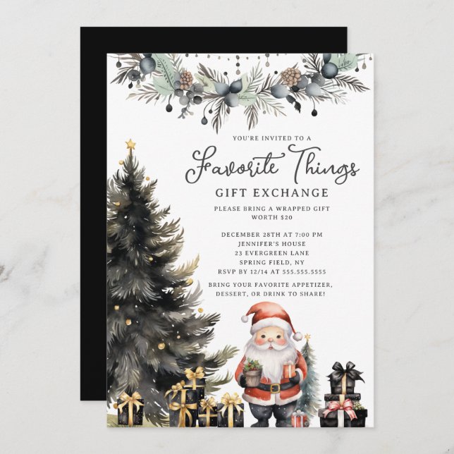Modern Santa Favorite Things Invite (Front/Back)