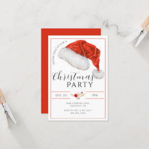 Modern Santa Hat Christmas Party Invitation