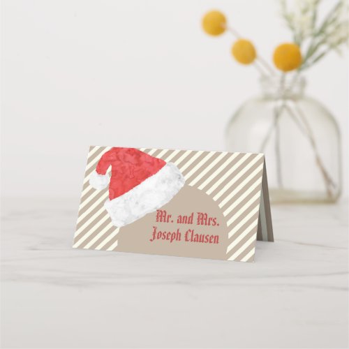 Modern Santa Hat Christmas Wedding Design Place Card