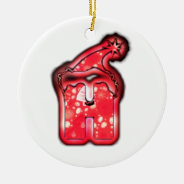 Modern Santa Hat Collection. Ceramic Ornament (Front)