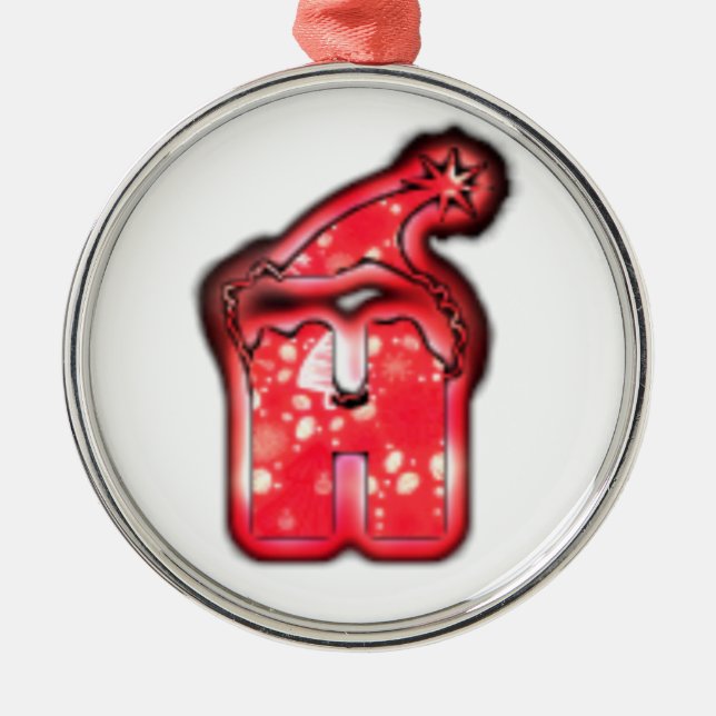 Modern Santa Hat Collection. Metal Ornament (Front)