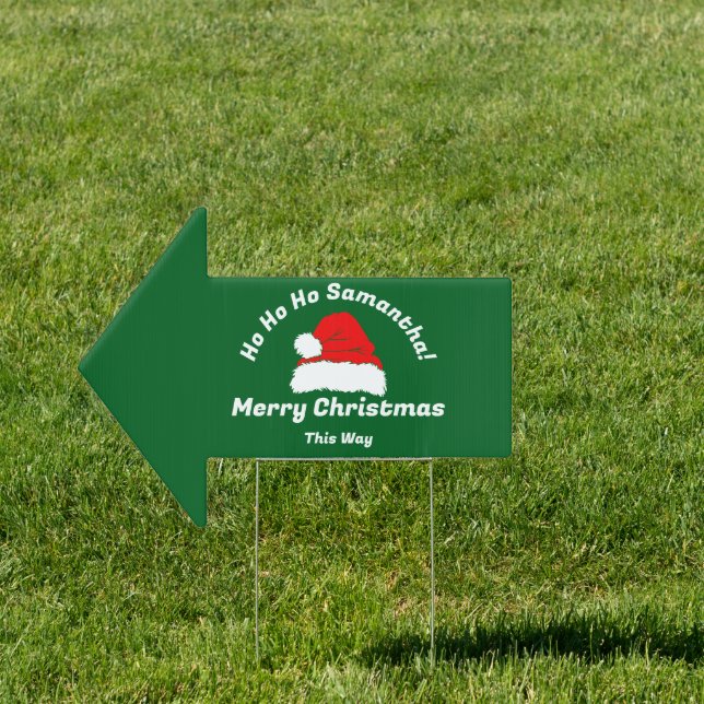 Modern Santa Merry Christmas Party Arrow Sign (Insitu)