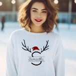 Modern Santa Monogram Antler Christmas Custom Name Sweatshirt<br><div class="desc">Carry holiday cheer in style! 🎅 Customize your Modern Antler Santa sweatshirt with your monogram and name. A festive,  cute und unique gift for your loved ones for for Christmas! 🎄 #SantaMonogramShirt #ChristmasStyle</div>