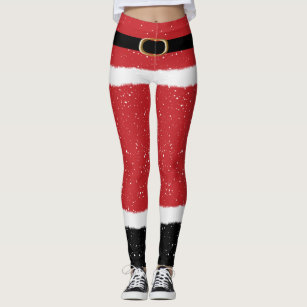 Modern Santa Mrs Claus Costume Cute Fun Christmas Leggings