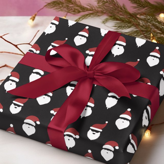 Modern Santa Silhouette Black Christmas Wrapping Paper (Creator Uploaded)