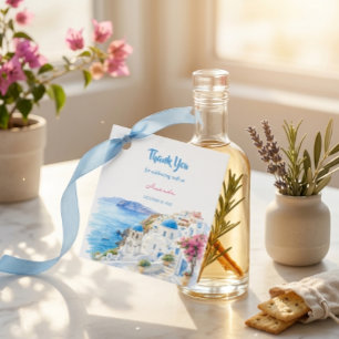 Modern Santorini Greece Bridal Shower Thank You Favor Tags