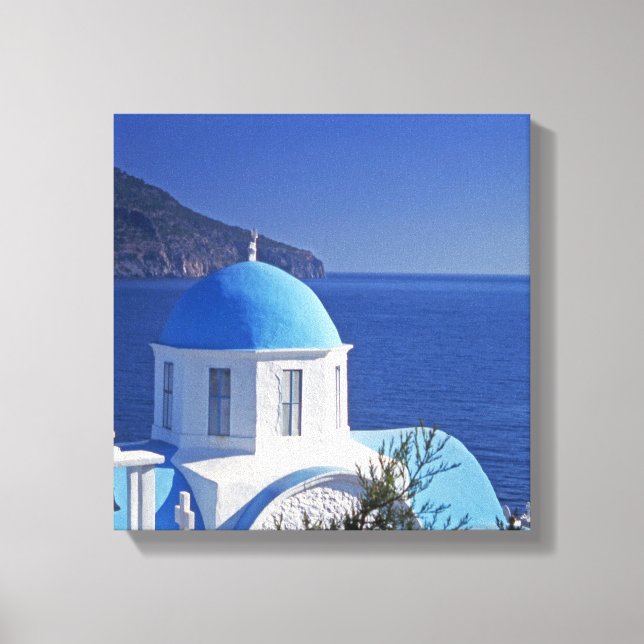 Modern Santorini Greece Stretched Canvas Print (Front)