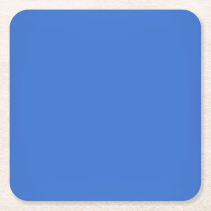 Modern Sapphire Blue Customizable Square Paper Coaster