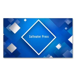 Modern Sapphire Blue Dynamic Geometric Minimalist Business Card Magnet