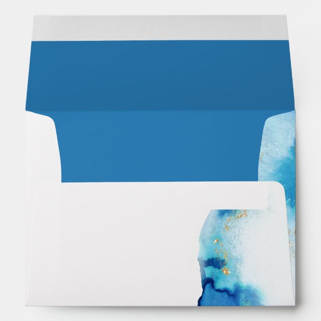 Modern Sapphire Watercolor Agate JustCards™ Envelope (Back (Bottom))