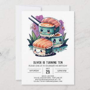 Modern Sashimi Children Birthday Invitation
