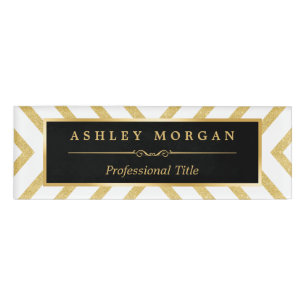 Modern Sassy Luxury Golden Glitter Sparkles Look Name Tag