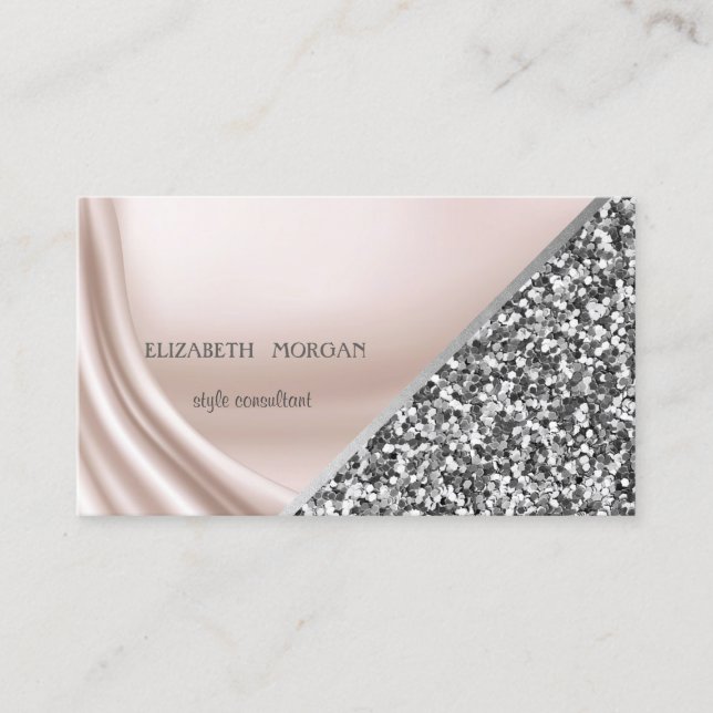 Modern Satin, Glitter, Geometric,Abstract Business Card (Front)