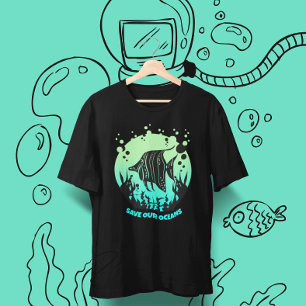 Modern Save our oceans Earth Day T-Shirt