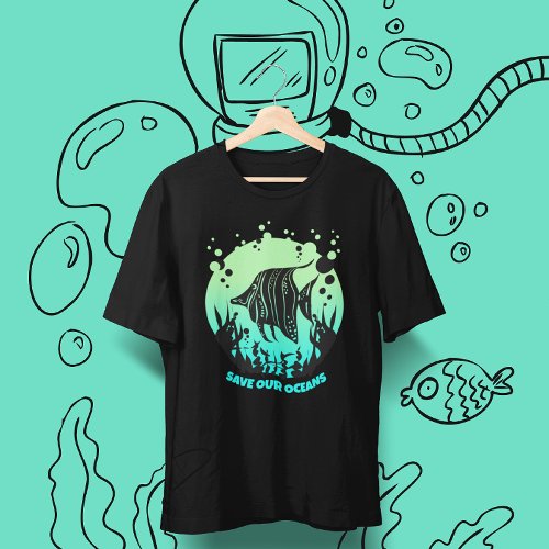 Modern Save our oceans Earth Day  T_Shirt