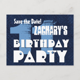Modern Save the Date 11th Birthday Party W02E Announcement Postcard