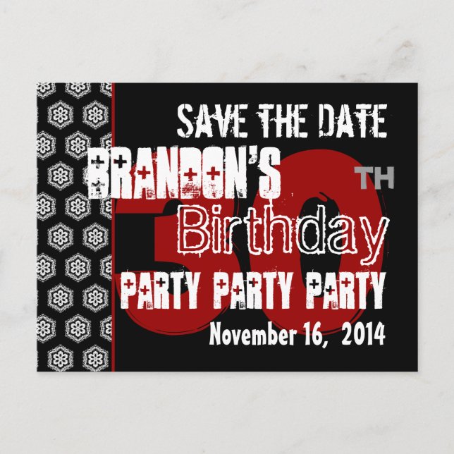 Modern Save the Date 30th Birthday Party R205 Announcement Postcard (Front)