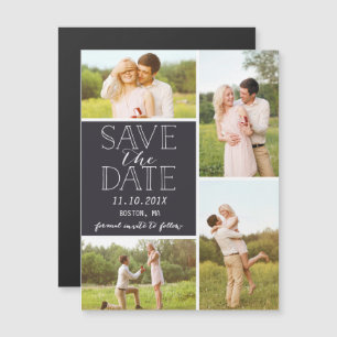 Modern Save The Date 4 Photo Classic Collage Magnetic Invitation
