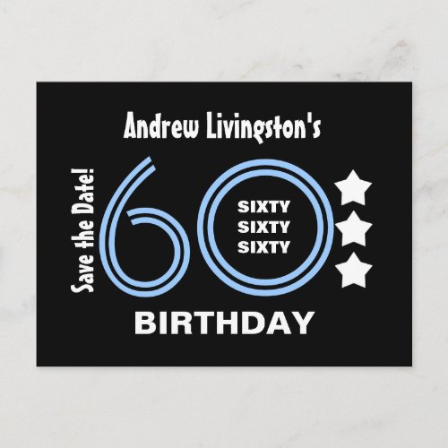 Modern Save the Date 60th Birthday Party V70B Announcement Postcard