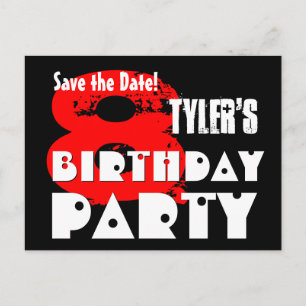 Modern Save the Date 8th Birthday Party V30 Announcement Postcard