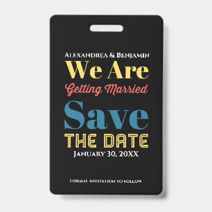 Modern Save The Date Announcement Card Badge