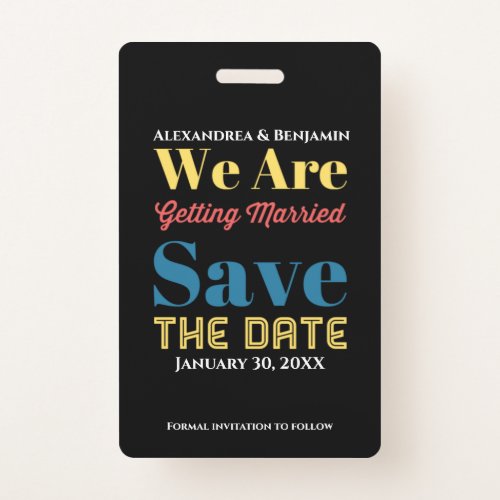 Modern Save The Date Announcement Card Badge