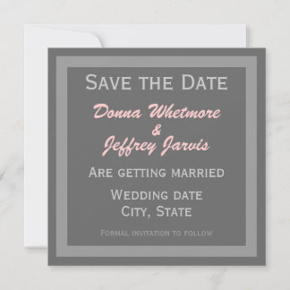 Modern Save the Date Announcement - Grey & Pink