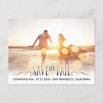 Modern Save The Date Announcement Postcard by One_Fine_Day at Zazzle