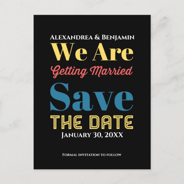 Modern Save The Date Announcement Postcard (Front)