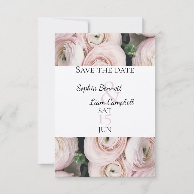 Modern Save The Date Blush pink Flat Card (Front)