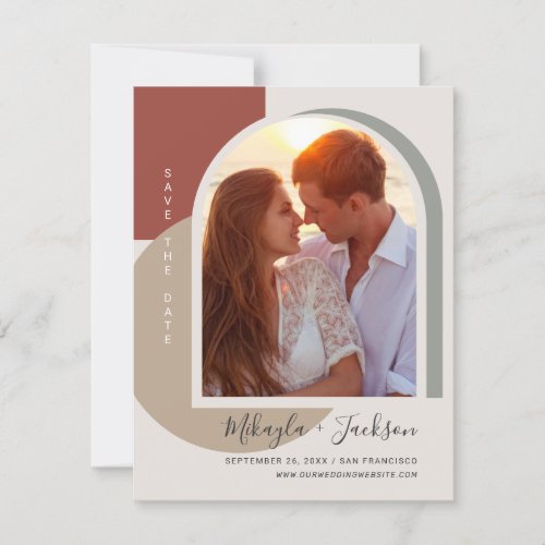 Modern Save the Date Bold Abstract Arch Photo Invitation