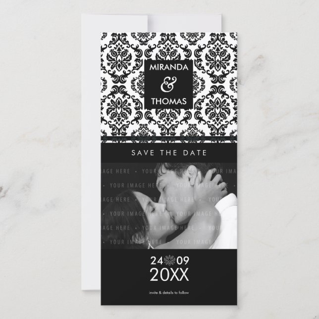 MODERN SAVE THE DATE CARD :: damask colors 10 (Front)