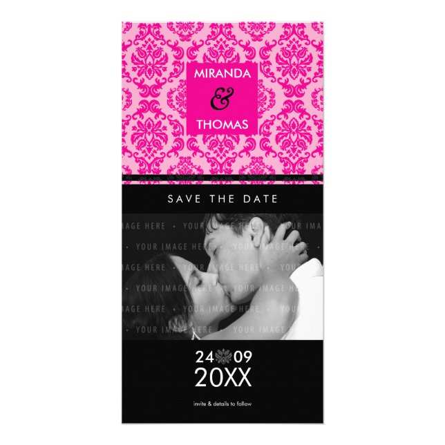 MODERN SAVE THE DATE CARD :: damask colors 2 (Front)