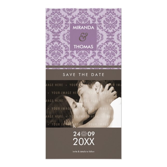 MODERN SAVE THE DATE CARD :: damask colors 7 (Front)