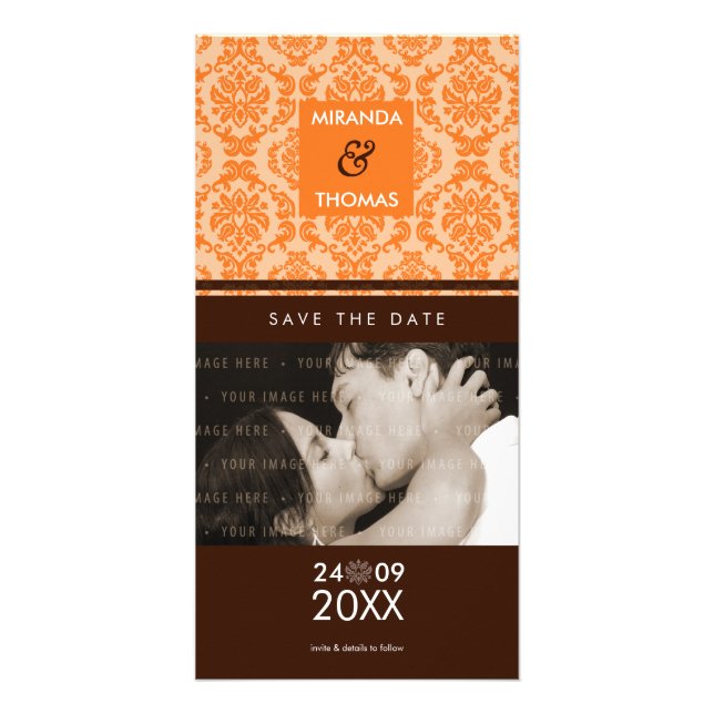 MODERN SAVE THE DATE CARD :: damask colors 8 (Front)